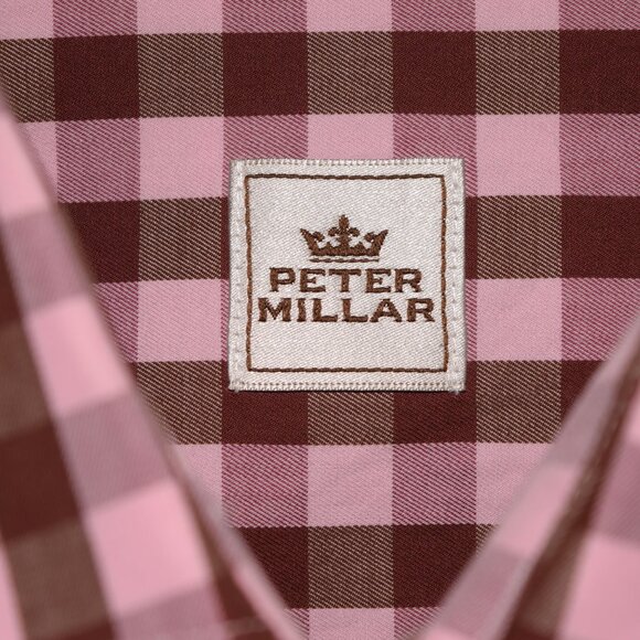 PETER MILLAR Pink Check Long Sleeve Button Down Cotton Shirt Size L - Picture 5 of 8
